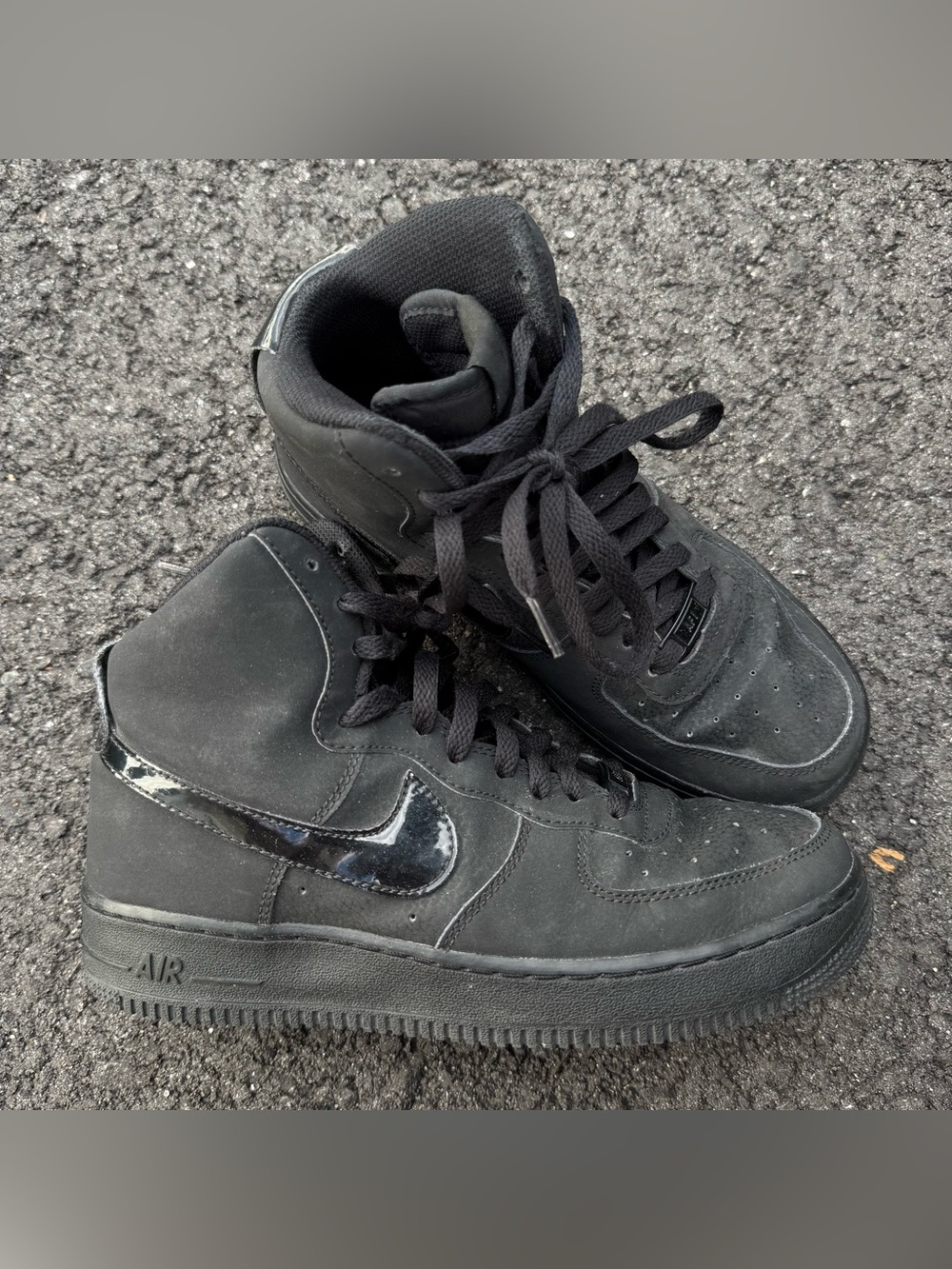 Nike Air Force 1 High Men's Size 7Y Triple Black Sneakers 653998-001 Active Lace